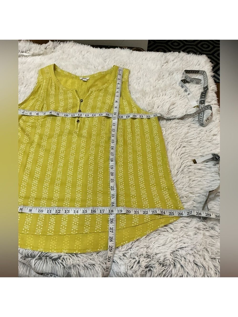 SONOMA Women's Yellowish green White patterned Tank Top Size XXL NWT - Picture 5 of 12